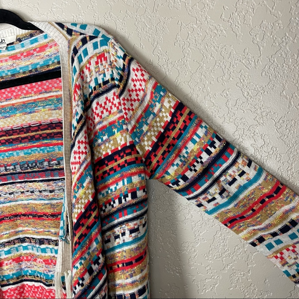 Boho Multi Colored Fringe Open Front Cardigan - image 7